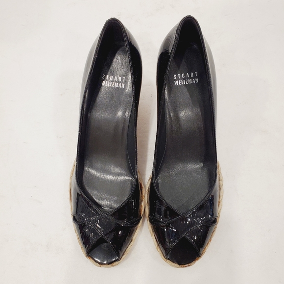 NEW Stuart Weitzman Pumpex Patent Leather Espadrilles Wedges - Picture 2 of 5